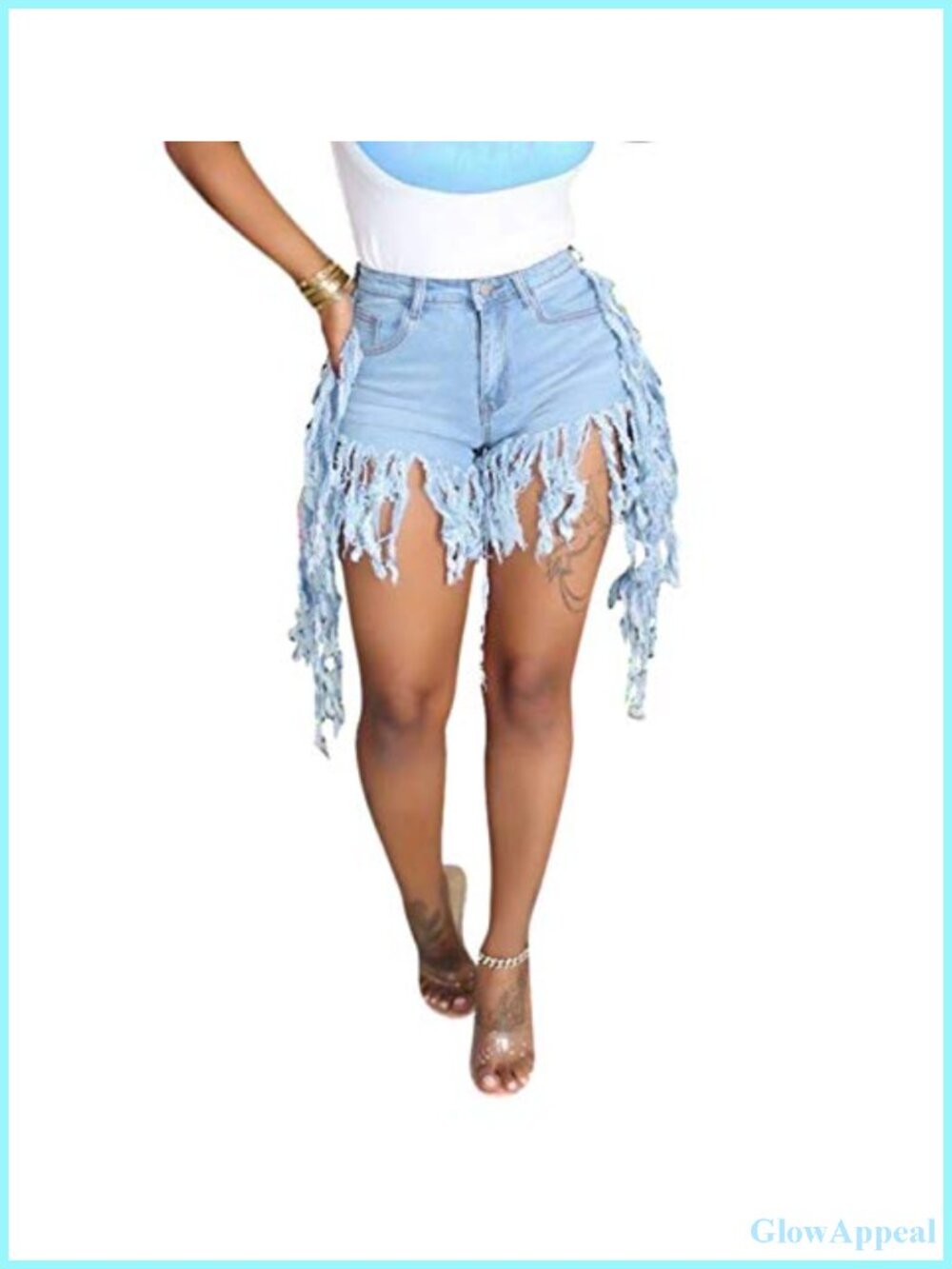 High Waisted Denim Jean Shorts Women Distressed Frayed Raw Hem Summer Casual